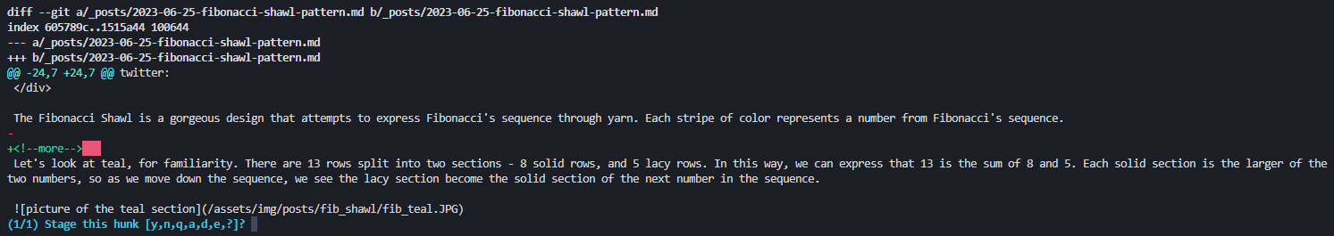 extra whitespace at the end of the line highlighted in red from patch add. I'm not sure if this red highlighting is read by screenreaders - sorry.